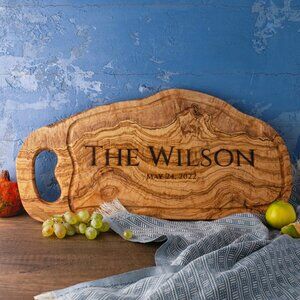 Personalized BBQ Cutting Board Olive Wood – 20″